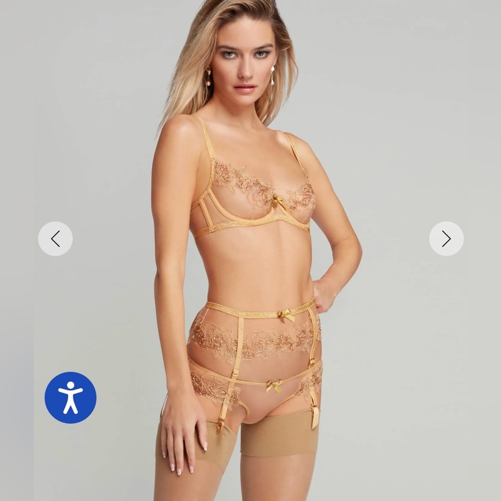 Agent provocateur Lindie gold sparkle set bra brief suspender + Vanna pasties